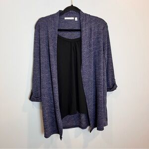 Notations Women’s Navy Blue Black V-Neck Pullover Cardigan Sweater Size M